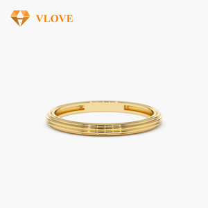 แหวนแต่งงานแบบบาง 2 มม. ทำด้วยมือ ทอง 14K แหวนแบบหลายเส้นซ้อนกันได้ สำหรับผู้ชายและผู้หญิง ของขวัญหมั้นแบบมินิมอล - Product Image 1