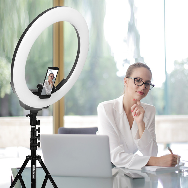 AFI R219 Ring Lihgt with Tripod Selfie Circular Power Bank Led Ring Light with Stativ Trepied Stand Cell Phone Holder