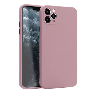 Dritto bordo di Silicone Liquido Sporcizia-resistente Alla Moda cassa del telefono Mobile di Copertura Foro della Fotocamera originale Per iPhone 7/8/SE (2020)