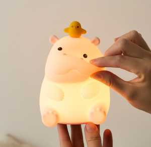 Gift Home Desk Kids Lamp Soft Silicone Hippo Night <b>light</b> with 2-Level Dimming Warm White Emittance for baby bedroom - Product Image 5