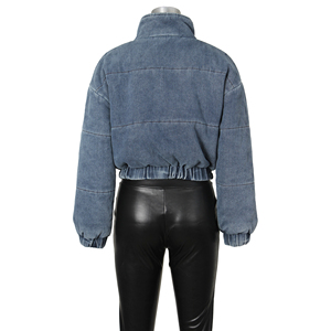 Veste matelassée en denim épaisse et chaude décontractée d'hiver, vestes matelassées pour femmes, vestes à bulles - Product Image 6