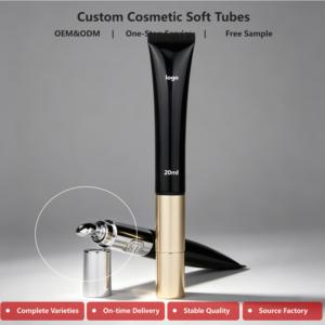 Tubo Cosmético Suave de 15 ml con Impresión UV de Marca Privada y Cabezal Aplicador Metálico para Bálsamo Labial y Contenedor de Suero Antiarrugas para Ojos - Product Image 1