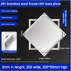 201 Stainless Steel Decorative Invisible Manhole Cover, Recessed <b>Square</b> Sewer Inspection Manhole Cover - Product Image 2
