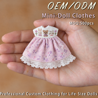 Robes de poupée miniatures professionnelles ODM, broderie personnalisée, costumes de poupée miniatures, vêtements de poupée, usine OEM, jolies robes de poupée miniatures