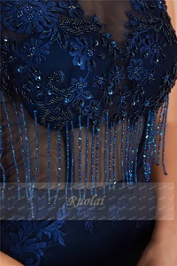 Ruolai ASA24357 barato Sexy azul marino con lentejuelas 3D flores borla rebordear transparente <span class=keywords><strong>fiesta</strong></span> Formal vestido <span class=keywords><strong>de</strong></span> noche <span class=keywords><strong>Vestidos</strong></span> largos - Product Image 6