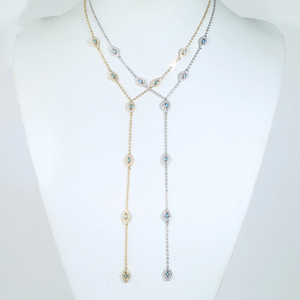 Nuevo Collar Largo con Colgante de Ojo Turco <span class=keywords><strong>y</strong></span> Circonitas 5A, Chapado en Oro <span class=keywords><strong>y</strong></span> Plata, Joyería de Moda para Mujer - Product Image 3