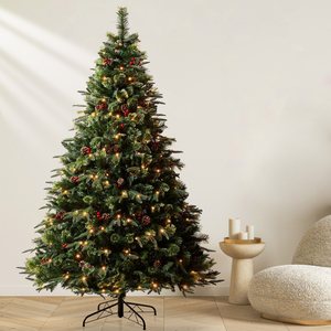 Árboles de <span class=keywords><strong>Navidad</strong></span> con Soporte Metálico, Mezcla de PE y PVC, con Piñas y Bayas Rojas, Precio EXW de Fábrica - Product Image 4