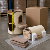 YAOYUE Arbre à chat cylindrique en sisal et carton avec perchoir latéral en peluche – Tour durable pour chat avec griffoir intégré