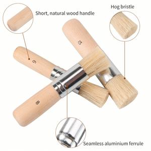 Lot de 3 pinceaux pochoirs en bois avec virole en aluminium, poils naturels purs pour peinture acrylique, à l'huile et aquarelle, certifiés FSC - Product Image 3