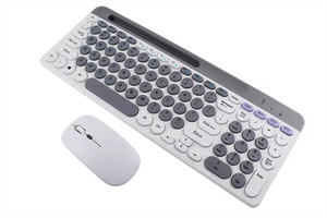Wireless Dual Mode Rechargeable Keyboard and Mouse Set Punk Retro Round Business <b>Office</b> <b>Computer</b> Keyboard No reviews yet - Product Image 2