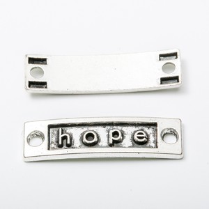 Connecteur rectangulaire en alliage à deux trous avec inscription « Hope » pour bracelets d'amitié motivants - Product Image 3