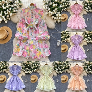 Vestido Midi Casual de Primavera para <span class=keywords><strong>Mujer</strong></span>, Estilo Vintage, Corte Ajustado, Sin Mangas, Estampado, con Encaje - Product Image 6