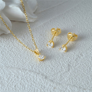 Juego de Joyería CANNER de Plata de Ley 925 con Zirconia en Forma de Gota de Agua, Chapado en Oro de 18K, Collar con Colgante de Zirconia Cúbica, Juego de Aretes, Regalo para Mujer - Product Image 3