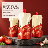 Pochettes souples personnalisées durables avec bec verseur et bouchon à vis pour emballage en gros de ketchup, sauce chili, moutarde, aliments pour animaux, sucre et condiments