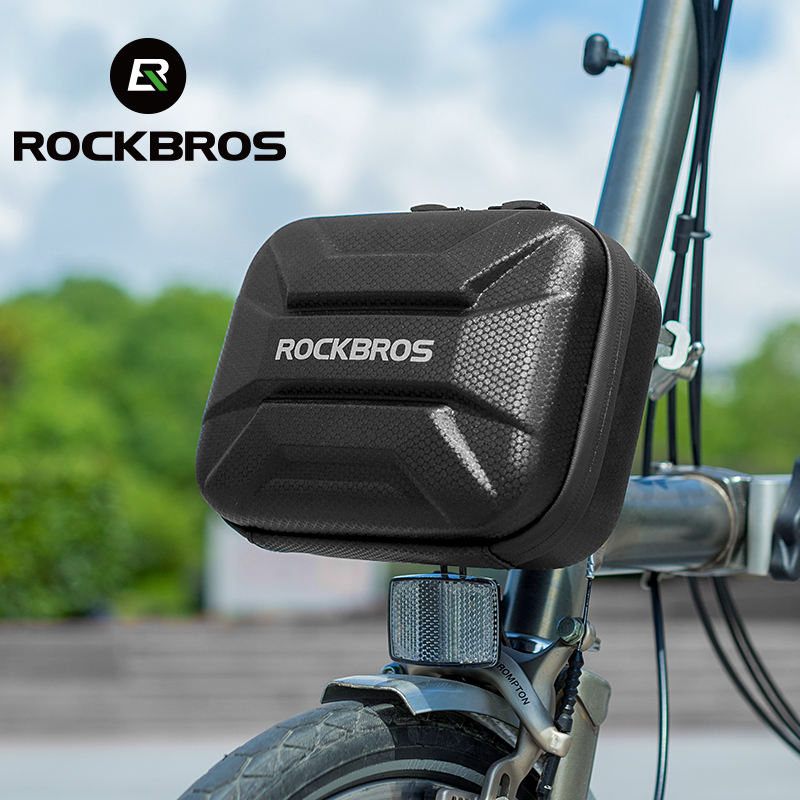 ROCKBROS-bolsa delantera para manillar de bicicleta, carcasa dura