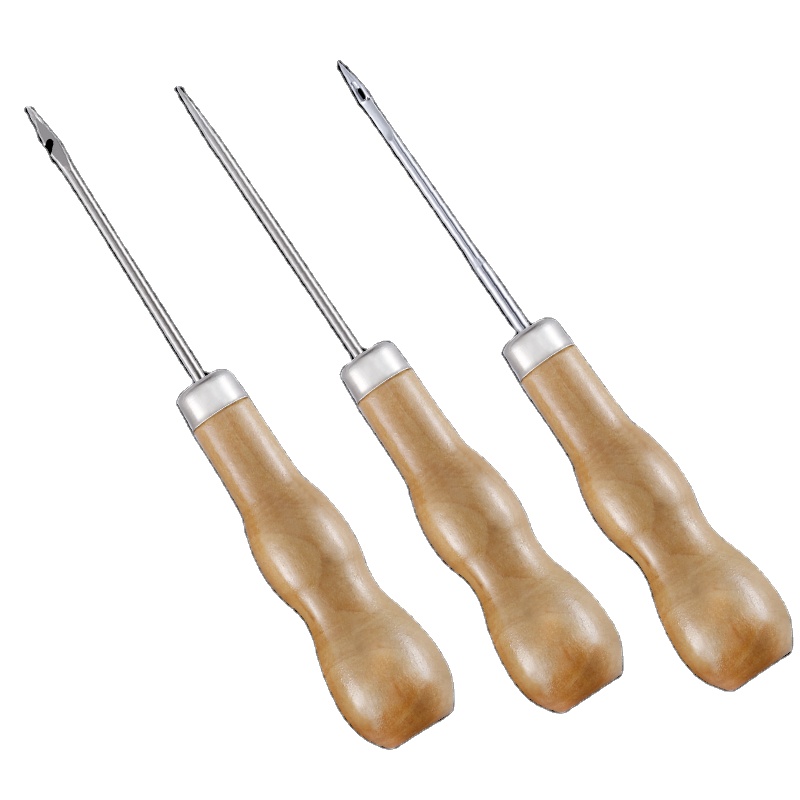 Copper Handle Sewing Awl Kit With 6 Needles | Leather, Canvas & Shoe Repair Tool | Hand Stitcher For DIY Upholstery