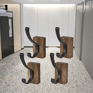 Walnut Wood Door Back <b>Hook</b> <b>Adhesive</b> Cloth Hanger Wall Mounted Single Punch-Free Entrance <b>Hook</b> for Coats Clothes Hats - Product Image 2
