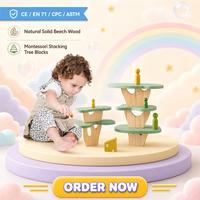 Mainan Balok Susun Hutan Kayu untuk Anak-anak, Mainan Montessori, Mainan Edukasi Dini untuk Bayi dan Balita