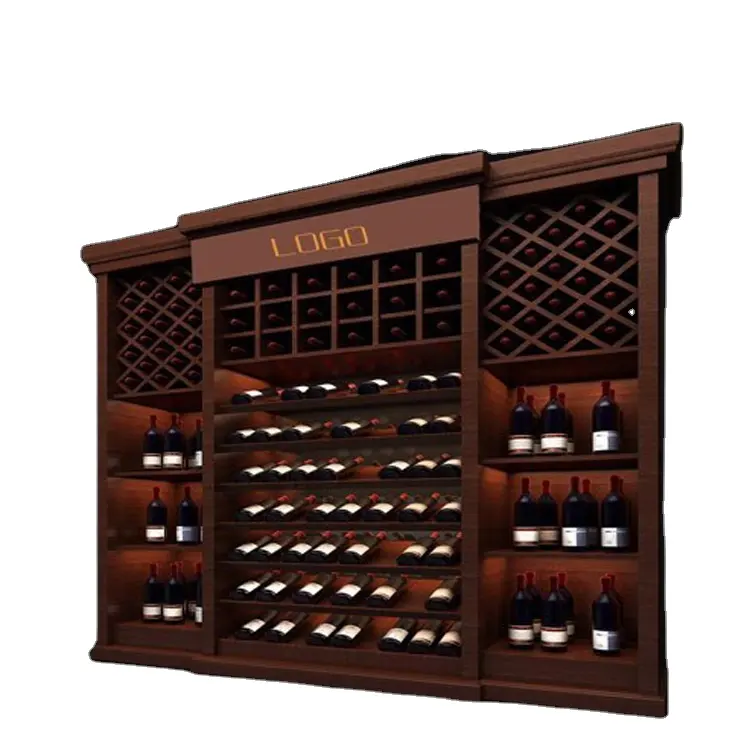 Premium High-End Wooden Wine Rack Shelf Handmade in China Acrylic Metal Glass MDF Display Rack Furniture for Store Shop Use