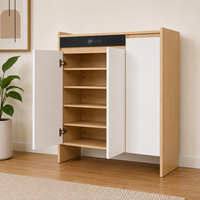 Meuble de rangement à chaussures multi-niveaux moderne en bois pour entrée, avec étagères réglables et grande capacité