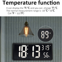 Horloge numérique analogique intelligente d'extérieur EMAF de 14 pouces, grande horloge numérique pour la démence, horloge de table murale LED avec affichage de la température et de l'humidité