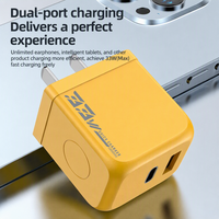 Chargeur mural rapide 33W GaN PD QC2.0, double port USB Type C, adaptateur prise CN, bloc d'alimentation portable de voyage, blanc, jaune, noir, OVP