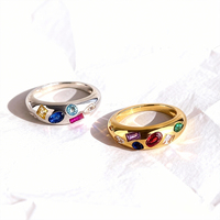 Bague en or plaqué 18 carats haut de gamme avec zircon, simple et tendance, bague en laiton avec sertissage à bélière pour cadeaux ou fêtes