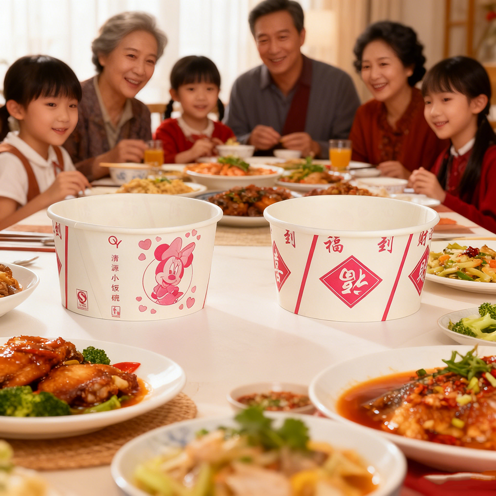 Custom Printed Fruit Disposable Rice Paper Soup Cake Salad Bowls for Home Takeaway Ramen Pasta Pasta Bowl Lids Kraft Paper Plate