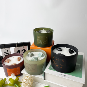 Venta al por mayor diseño personalizado de lujo a granel 3 Mechas cera de soja caja de aromaterapia cerámica hecha a mano decoración del hogar regalos de boda velas perfumadas - Product Image 3