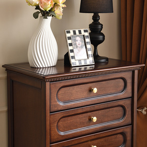 Commode à cinq tiroirs de style vintage, armoire de rangement en bois massif, commode de chambre à coucher, design rétro américain - Product Image 3