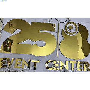 Custom 3D Titanium Gold Mirror Stainless Steel Backlit Signage Metal Letters For <strong>Wall</strong> <strong>Decoration</strong> For Company Signboards