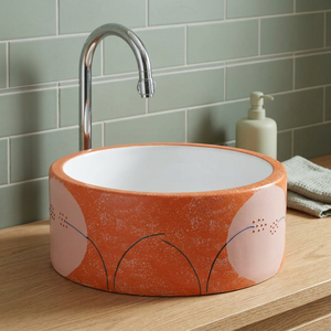 Lavabo Redondo Moderno de Cerámica con Garantía de por Vida, Instalación de Montaje Superior para Uso en Hospitales y Sótanos - Product Image 1