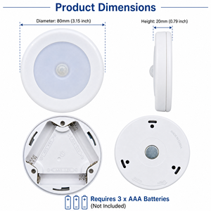 Veilleuse sans fil à détecteur de mouvement rond, alimentée par piles, lampe de nuit LED super lumineuse pour chambre à coucher, couloir, OEM ODM, vente en gros - Product Image 4