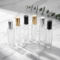 Flacon pulvérisateur de parfum en verre rectangulaire vide de 10 ml et 15 ml, atomiseur à fine brume, rechargeable, avec bouchon doré, argenté ou noir