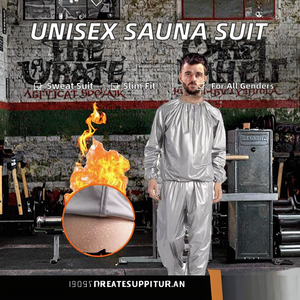 VIGFIT Men's Women's Autumn Nylon Anti-Bacterial Long Sleeve V-neck Drawstring Closure Sweat <b>Sauna</b> <b>Suit</b> for Fitness Weight Loss - Product Image 2