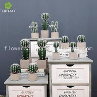 Cactus artificiel en plastique QiHao Real Touch, mini bonsaï de décoration intérieure avec pot, en stock