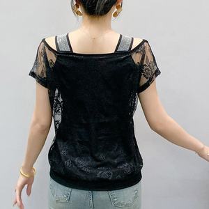 Nuevo diseño para mujer fuegos artificiales <span class=keywords><strong>Cisne</strong></span> diamantes <span class=keywords><strong>de</strong></span> imitación encaje brillante lentejuelas <span class=keywords><strong>ropa</strong></span> suelta camisetas club nocturno camisetas <span class=keywords><strong>de</strong></span> manga corta Camiseta <span class=keywords><strong>de</strong></span> fiesta - Product Image 3