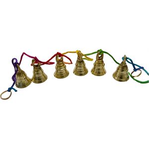 Corde de cloche en laiton de style indien vintage 6 cloches suspendues pour la décoration murale Accents muraux traditionnels en laiton - Product Image 3
