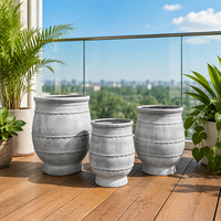 Pot de fleurs en fibre de verre minimaliste moderne, 3 tailles, avec trous de drainage pour une utilisation en intérieur/extérieur, décoration de jardin et de maison
