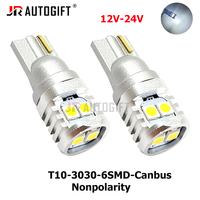 Nouvelles ampoules LED T10 W5W 12V-24V Canbus sans erreur 194 3030 6SMD pour feux de position avant et latéraux de voiture