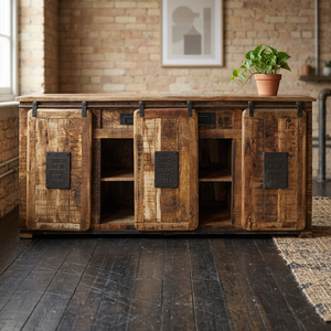 Industrial and Vintage Indian Solid Old Antique Eco-Friendly Mango Wood Farmhouse Villa Living Room Furniture Storage <b>Cabinet</b> - Product Image 3