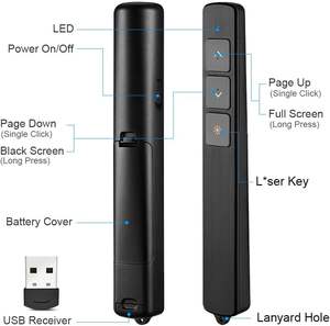Lápiz puntero láser negro multifuncional con <span class=keywords><strong>control</strong></span> remoto inalámbrico y función de cambio de página para presentaciones PPT - Product Image 3