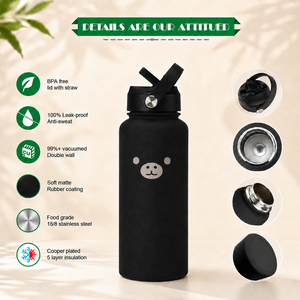 Custom Cute Pattern Stainless Steel Insulated Straw <b>Bottle</b> with Carry Handle Leakproof Water <b>Flask</b> for Travel - Product Image 4