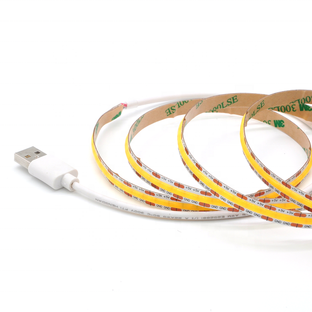 COB LED USB Flexible 5V LED Strip Light TV Backlight WL-USB24K-01 200cm LED Strip 30cm USB Cable