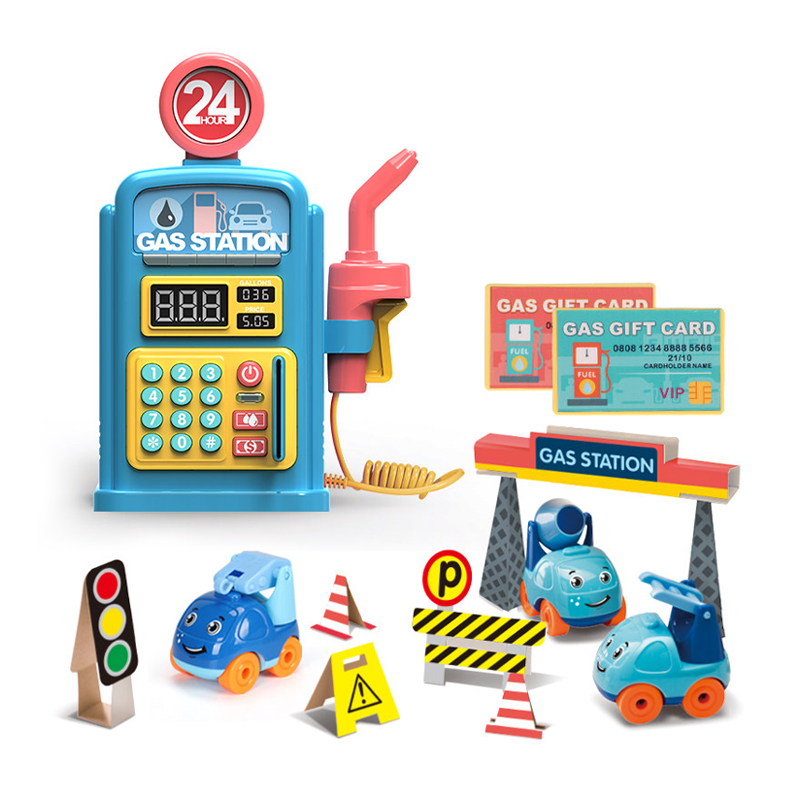 Other Pretend Play Preschool Boys Plastic Custom Gas Station Toys for Kids with Construction Engineering Vehicle Toys