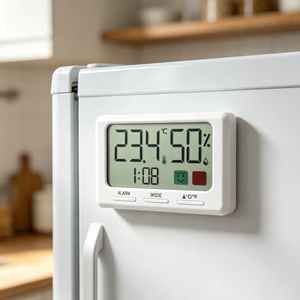 <span class=keywords><strong>Thermomètre</strong></span> hygromètre numérique magnétique mince avec écran LCD, capteur <span class=keywords><strong>de</strong></span> température et d'humidité intérieure, réveil, pour la maison, le bureau ou le mur - Product Image 1