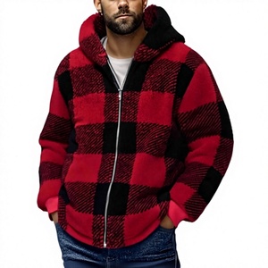 Chaqueta de Franela a Cuadros Personalizada OEM para Hombre, Forro de Sherpa, Poliéster/Algodón 220g, Sudadera con Cremallera Completa, Bolsillos, Abrigo de Invierno, Ropa de Trabajo para Exteriores - Product Image 6