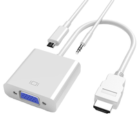 Adaptor HDTV ke VGA dengan Catu Daya Micro USB & Konektor Audio 3.5mm Berlapis Emas, Mendukung 1080P