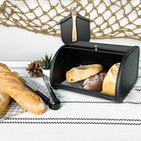 Boîte à pain noire, bac à pain, boîte de rangement pour pain, contenants de stockage alimentaire pour la cuisine, grand récipient alimentaire domestique