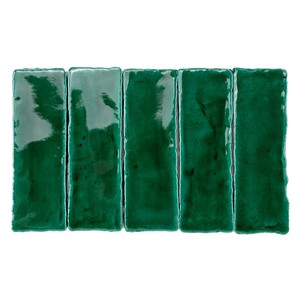 Piastrelle Rettangolari Vitri Green 5x15 Cm Smaltate con Bordi Irregolari Spessore 10 Mm - Product Image 1